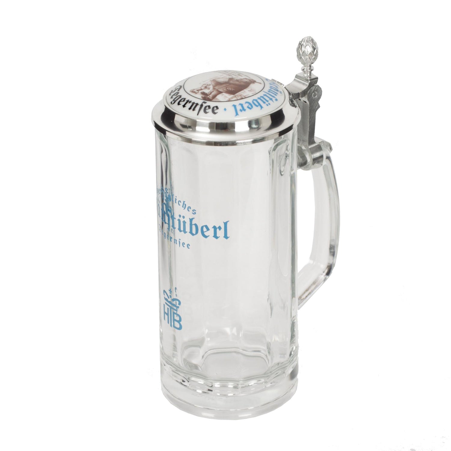 Glaskrug "Bräu-HTB" 0,5l mit Zinndeckel