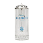 Glaskrug "Bräu - HTB" 0,5l mit Zinndeckel - Bräustüberl Tegernsee