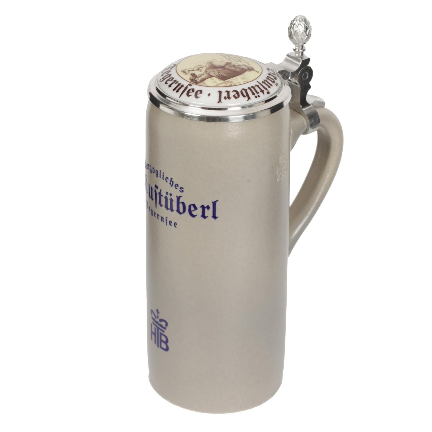 Krug "Bräu/HTB" 0,5l mit Zinndeckel 0,5l - Bräustüberl Tegernsee