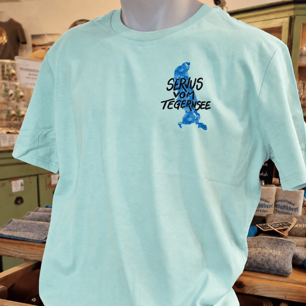 T-Shirt "Servus vom Tegernsee" Türkis S - Bräustüberl Tegernsee